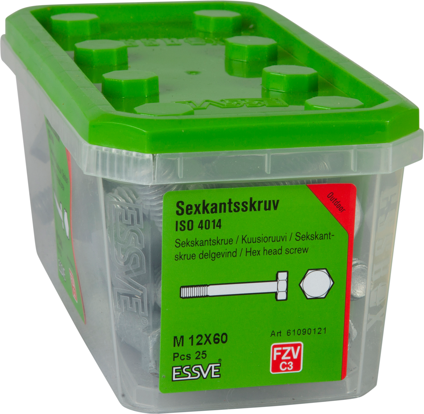 SEXKANTSSKRUV ESSVE 8.8U DELGÄNGAD ISO 4014 FZV M12X60 25ST