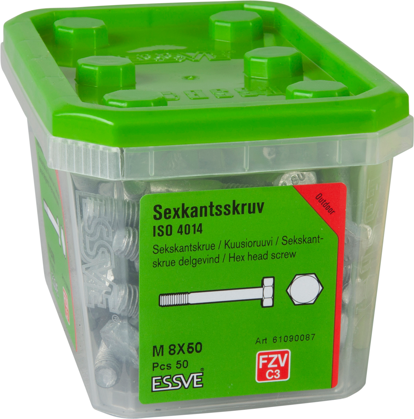 SEXKANTSSKRUV ESSVE 8.8U DELGÄNGAD ISO 4014 FZV M8X50 50ST