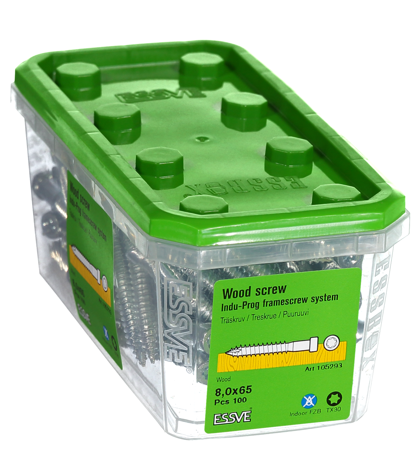 TRÄSKRUV INDU-PROG 8X65 100ST TX30 TILL KARMHYLSA