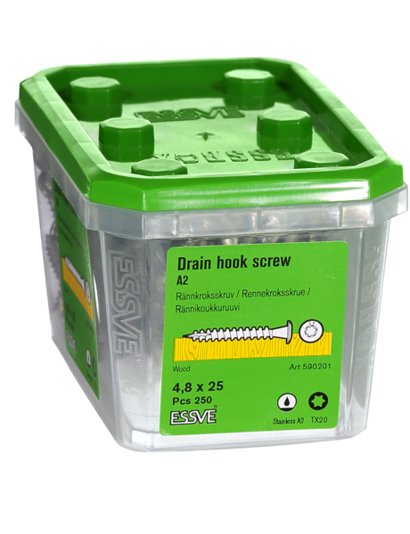 RÄNNKROKSKRUV A2 4,8X25 250ST