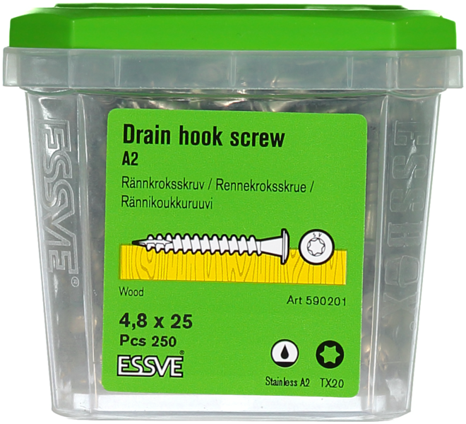 RÄNNKROKSKRUV A2 4,8X25 250ST