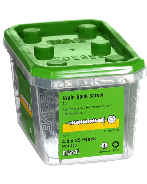 RÄNNKROKSKRUV SVART 4,8X25MM 250ST