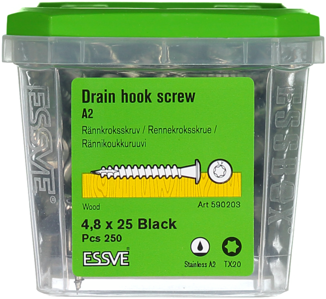 RÄNNKROKSKRUV SVART 4,8X25MM 250ST