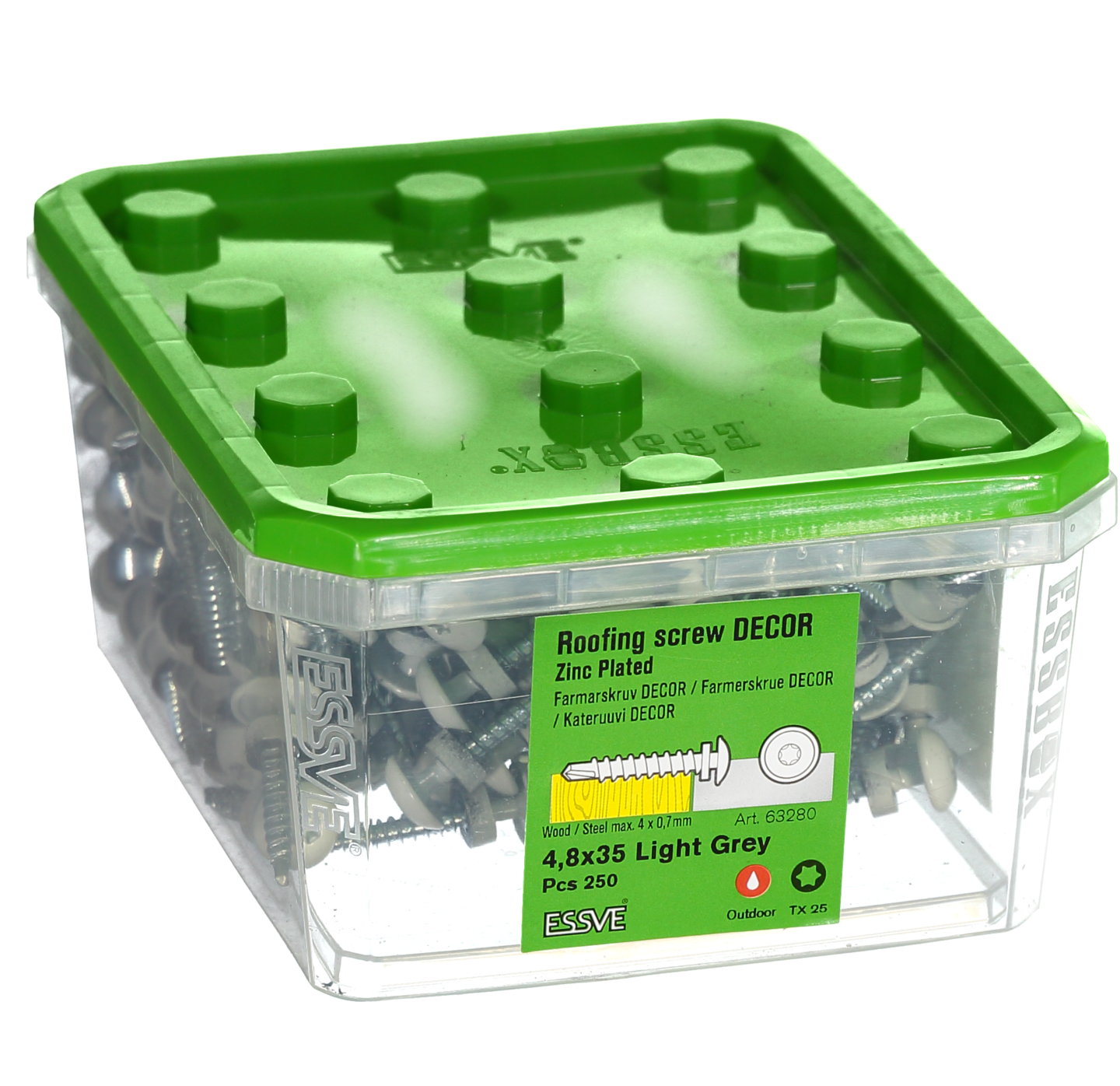 FARMARSKRUV ESSVE DECOR BS LJUSGRÅ RAL 7035 TX25 FZB 4,8X35 250ST