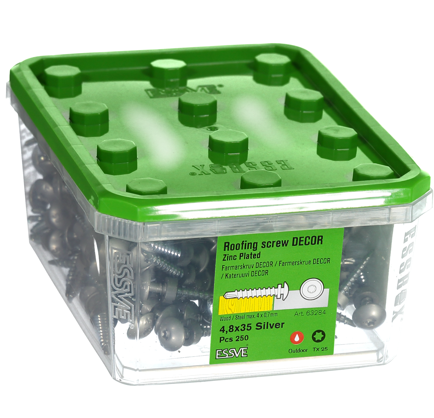 FARMARSKRUV ESSVE DECOR BS SILVER RAL 9006 TX25 FZB 4,8X35 250ST