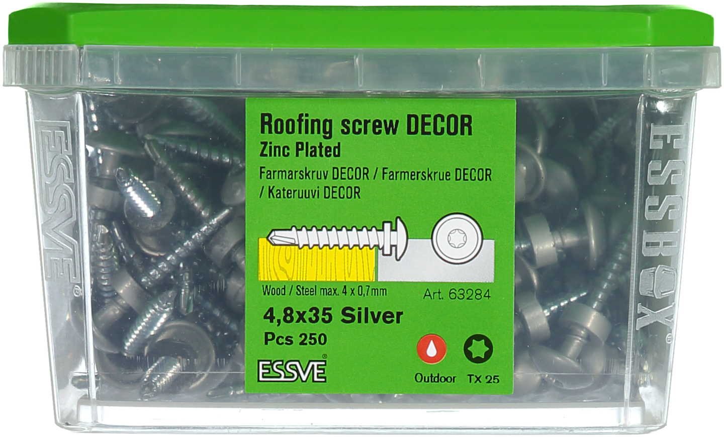 FARMARSKRUV ESSVE DECOR BS SILVER RAL 9006 TX25 FZB 4,8X35 250ST