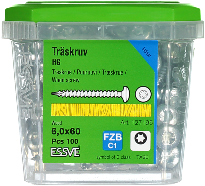 TRÄSKRUV HG KS INV 6,0X60 100 TX30
