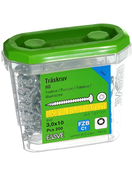 TRÄSKRUV ESSVE HG KS INV 3,0X10 200, TX10