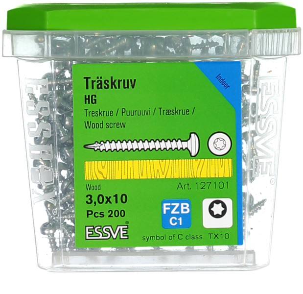 TRÄSKRUV ESSVE HG KS INV 3,0X10 200, TX10