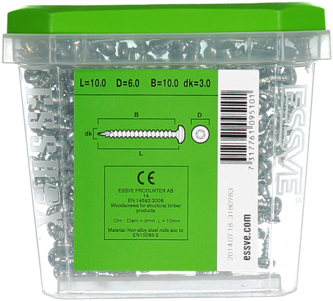 TRÄSKRUV ESSVE HG KS INV 3,0X10 200, TX10
