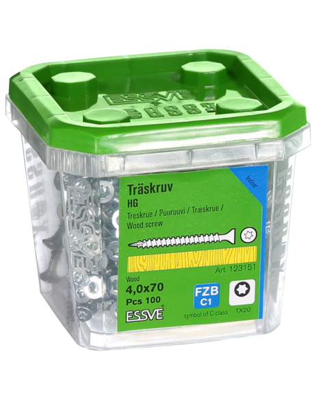 TRÄSKRUV ESSVE HG FS INV 4,0X70 100 TX20
