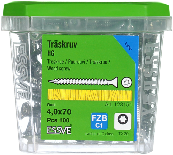 TRÄSKRUV ESSVE HG FS INV 4,0X70 100 TX20