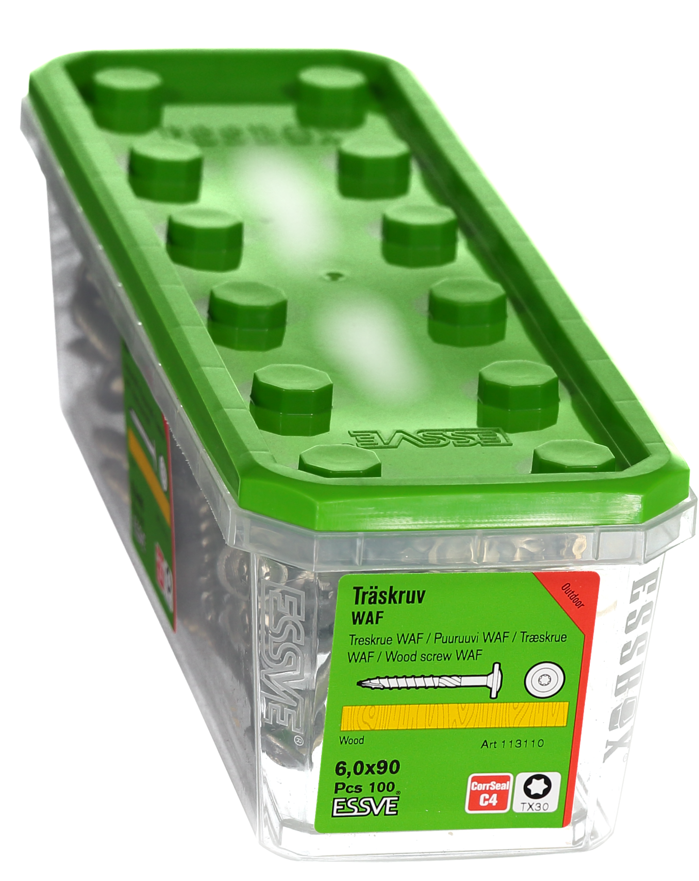 TRÄSKRUV WAF UTV 6,0X90 100ST TX30 MED STORT HUVUD
