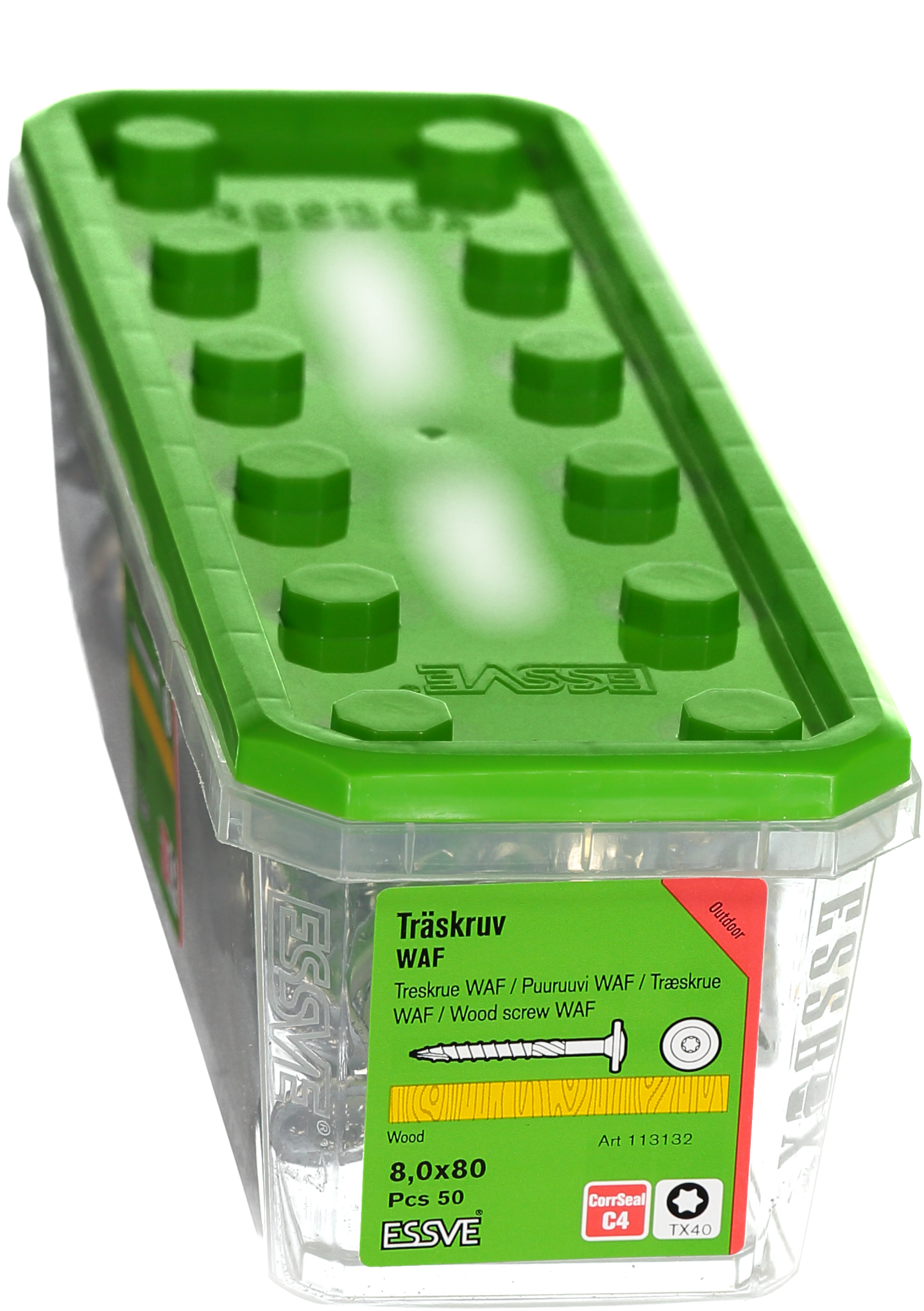 TRÄSKRUV WAF UTV 8,0X80 50ST TX40 MED STORT HUVUD