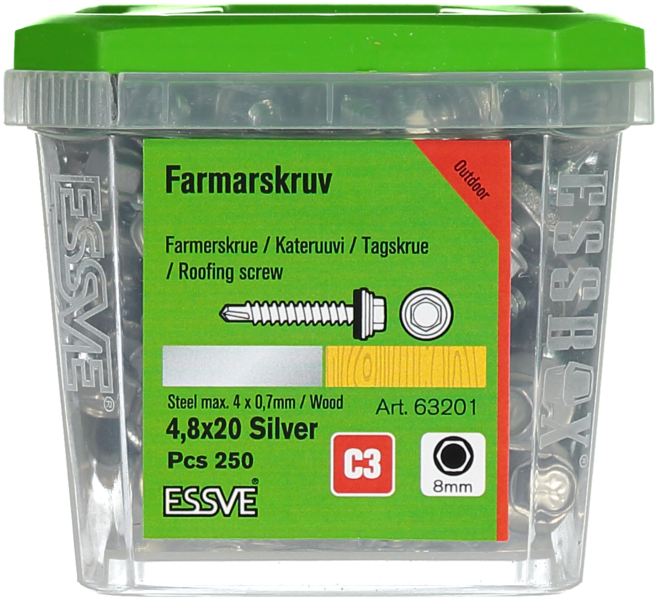 FARMARSKRUV BS SILVER 4,8X20 250ST