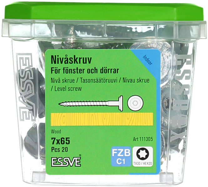 NIVÅSKRUV ESSVE FÖR KARMMONTAGE TX30/HEX20 FZB 7,0X65 20ST