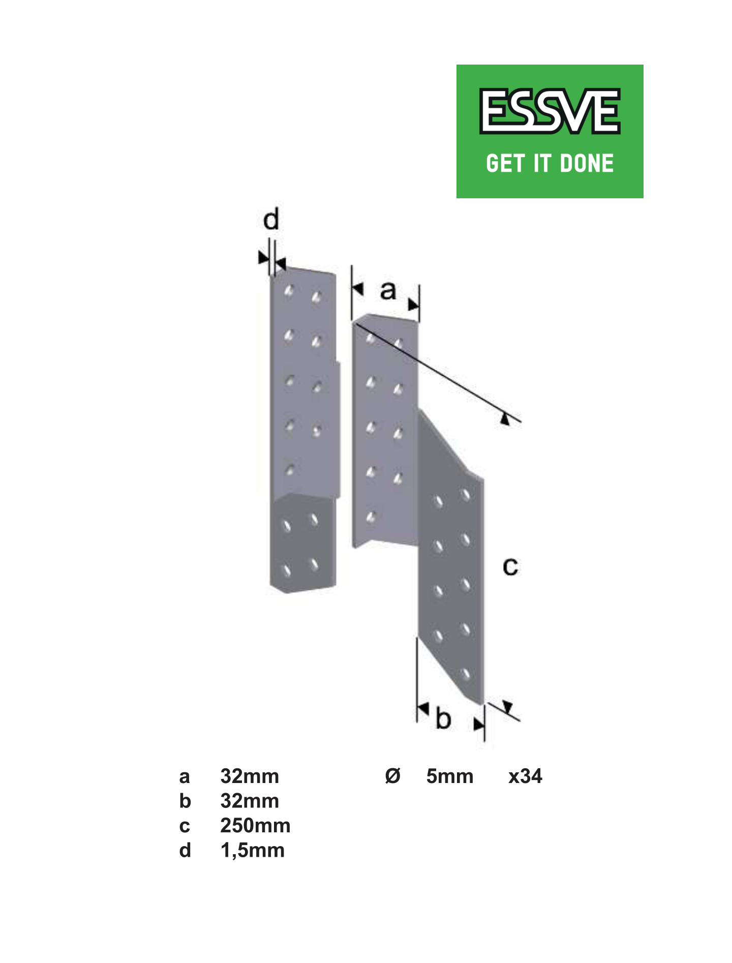 TAKÅSFÄSTE 250 HÖGER PL 32X32X250X1,5MM