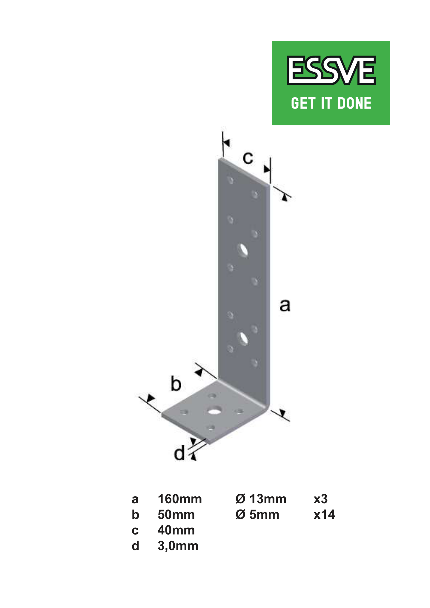 VINKEL V21 160X50X40X3MM VARMFÖRZINKAD