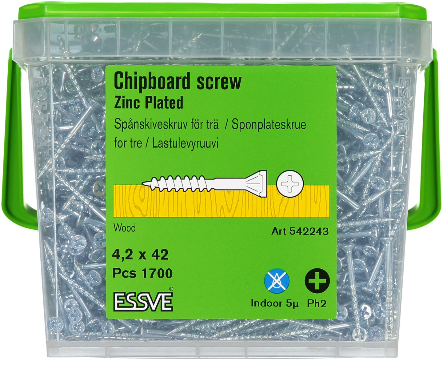 SPÅNSKIVESKRUV TRÄ 4,2X42 1700 BLANKFÖRZINKAD