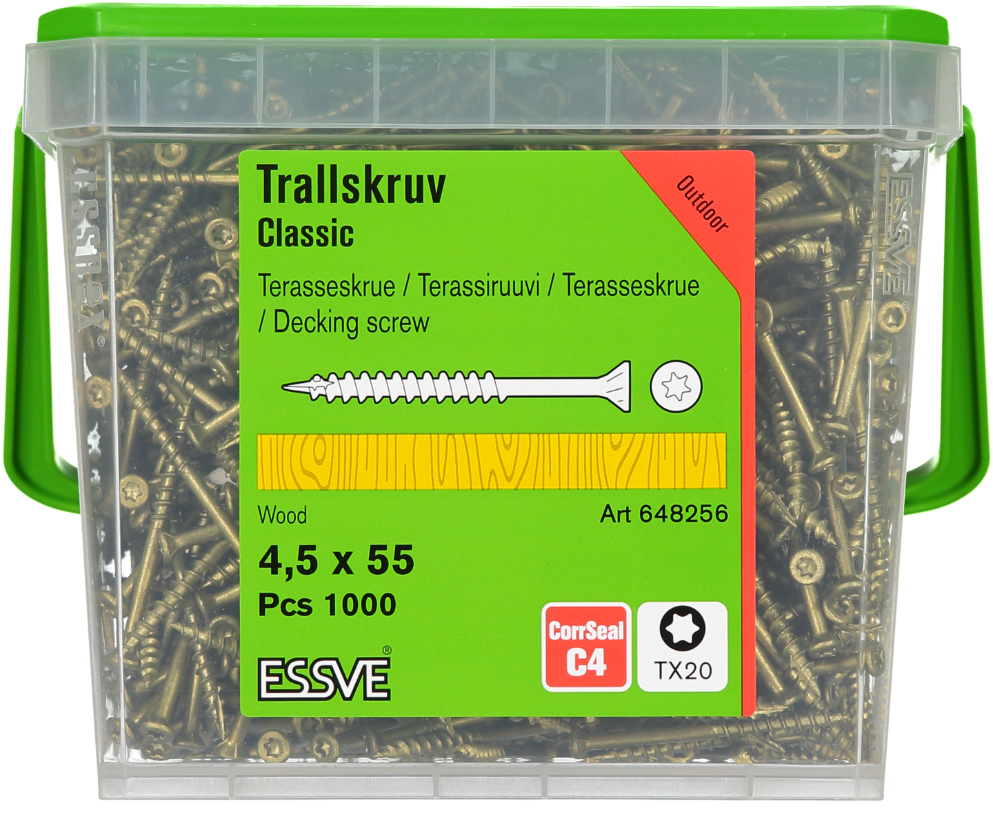 TRALLSKRUV CS 4,5X55MM 1000ST TX20 TRÄREGEL