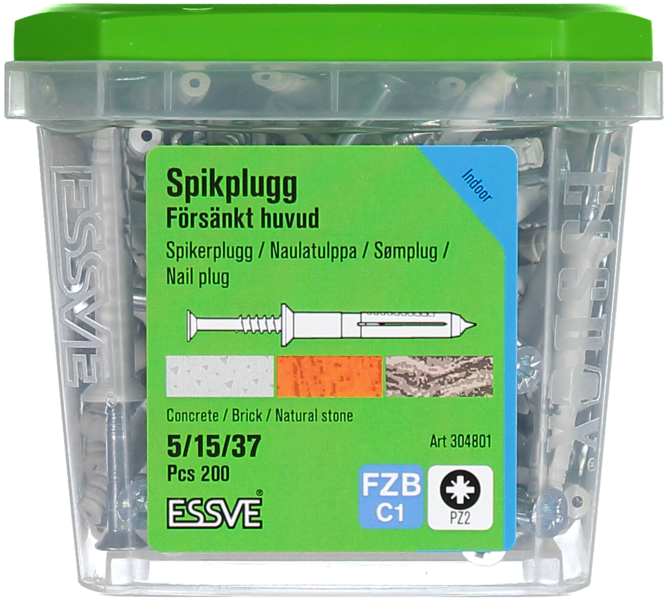 SPIKPLUGG ESSVE MED FÖRSÄNKT KRAGE FZB 5X37 200ST
