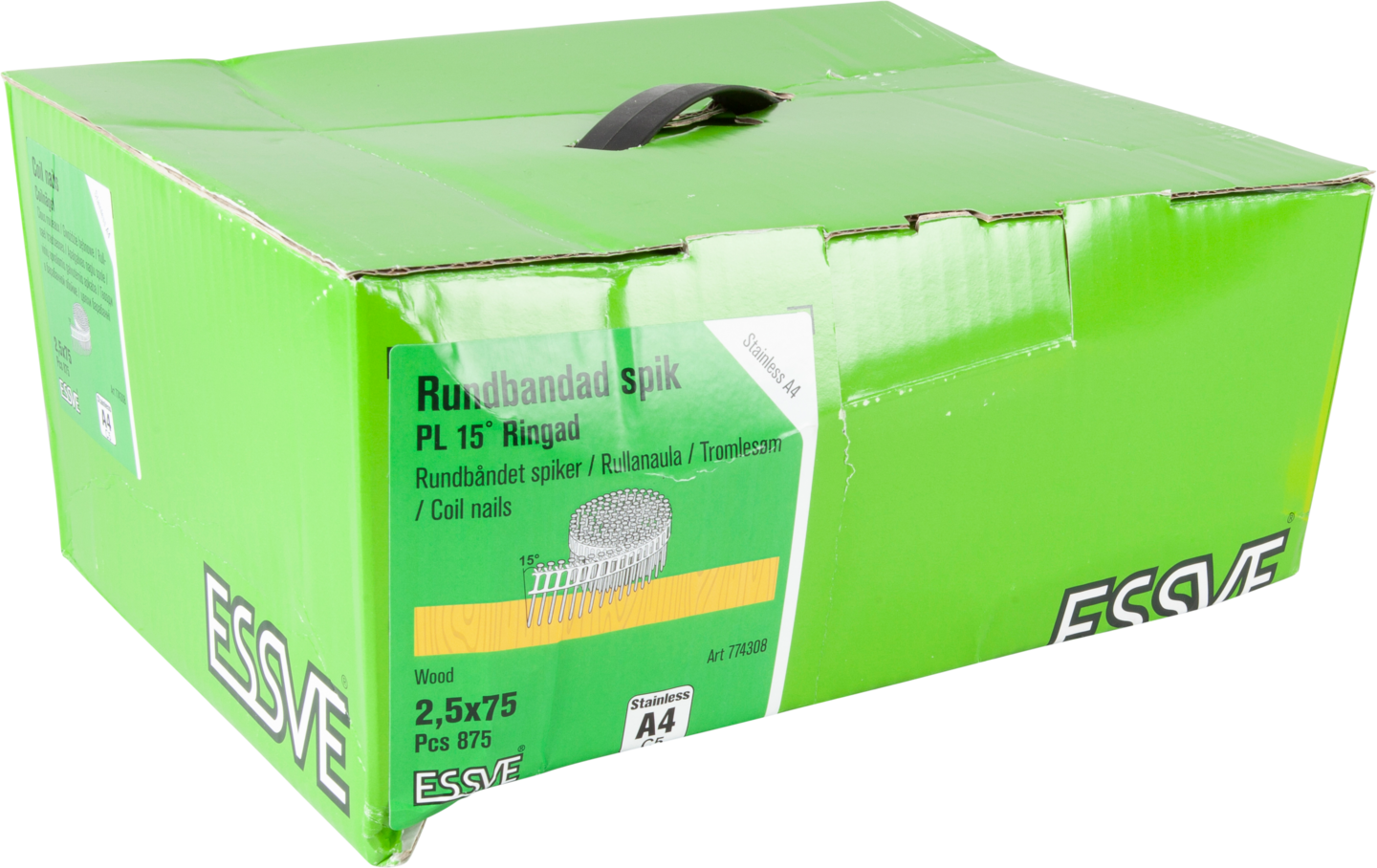 RINGSPIK ESSVE COIL PLASTBAND 15GR ROSTFRI SYRAFAST A4 2,5X75 875