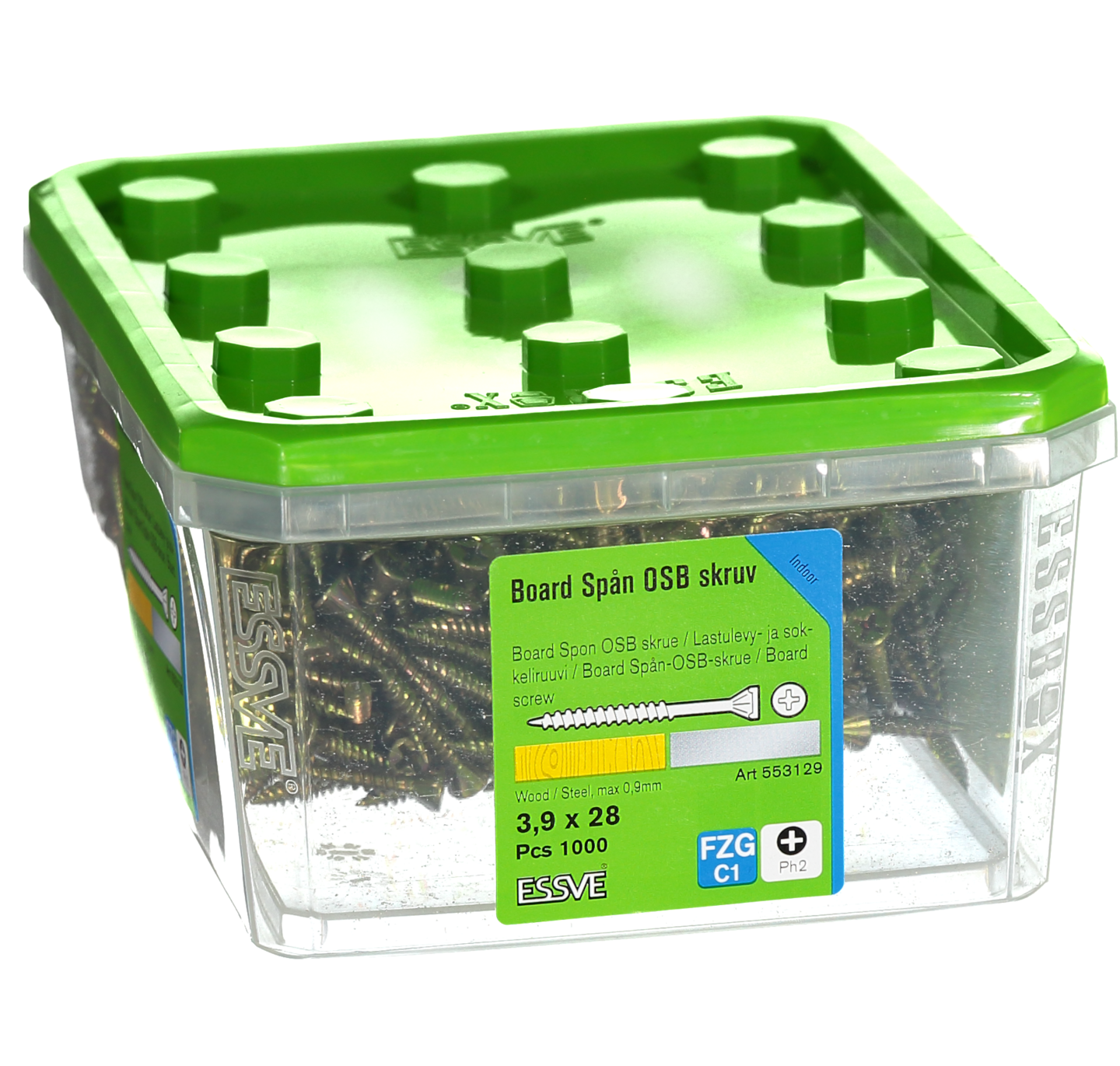 SPÅNSKIVESKRUV 3,9X28MM 1000ST STÅLREGEL GULKROMAD