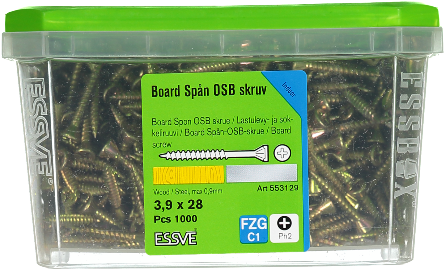 SPÅNSKIVESKRUV 3,9X28MM 1000ST STÅLREGEL GULKROMAD