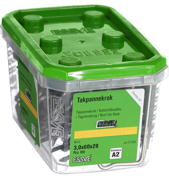 TAKPANNEKROK ESSVE ROSTFRI A2 3,0X60X28 100ST