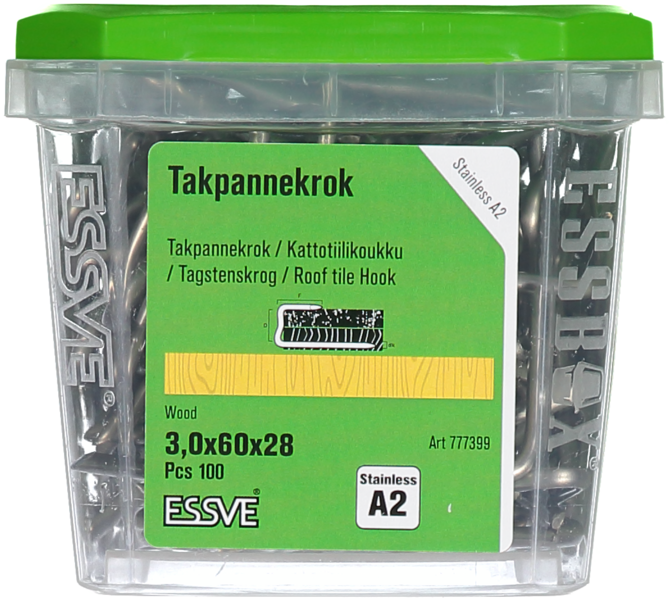 TAKPANNEKROK ESSVE ROSTFRI A2 3,0X60X28 100ST