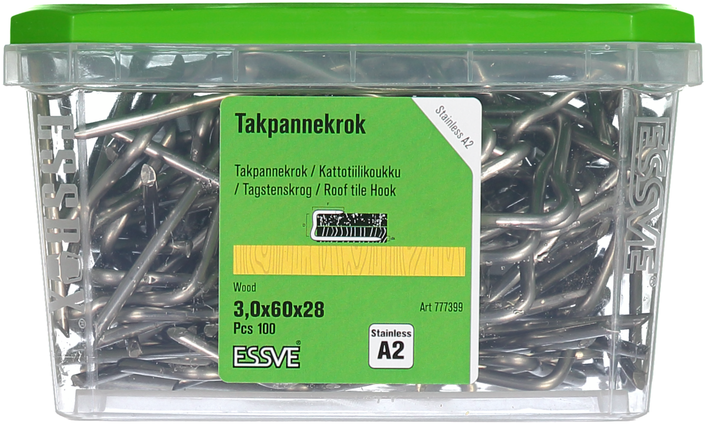 TAKPANNEKROK ESSVE ROSTFRI A2 3,0X60X28 100ST