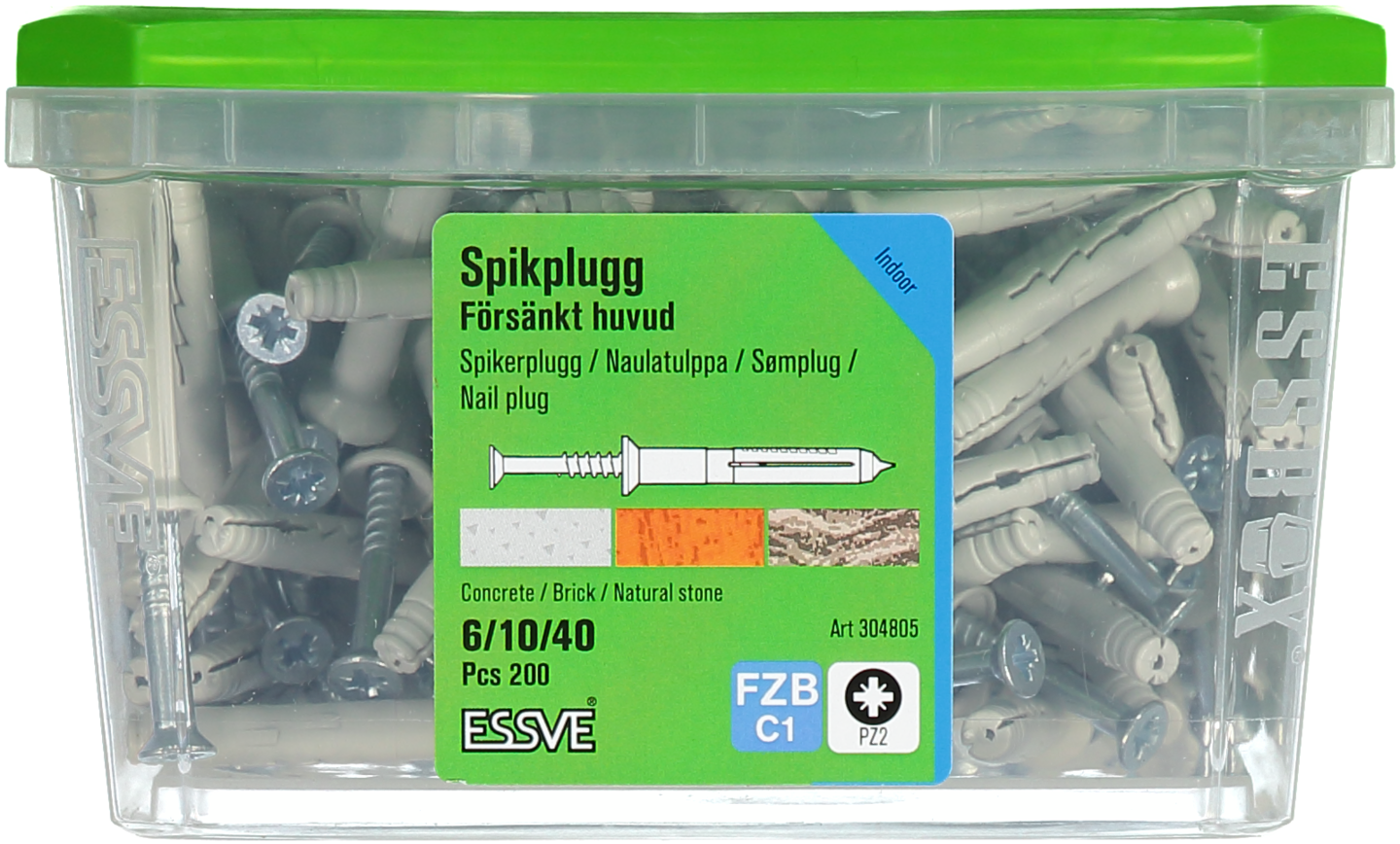 SPIKPLUGG ESSVE MED FÖRSÄNKT KRAGE FZB 6X40 200ST