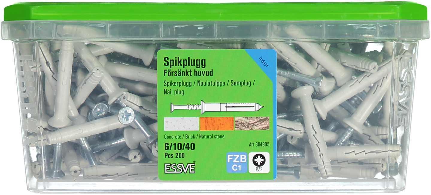 SPIKPLUGG ESSVE MED FÖRSÄNKT KRAGE FZB 6X40 200ST