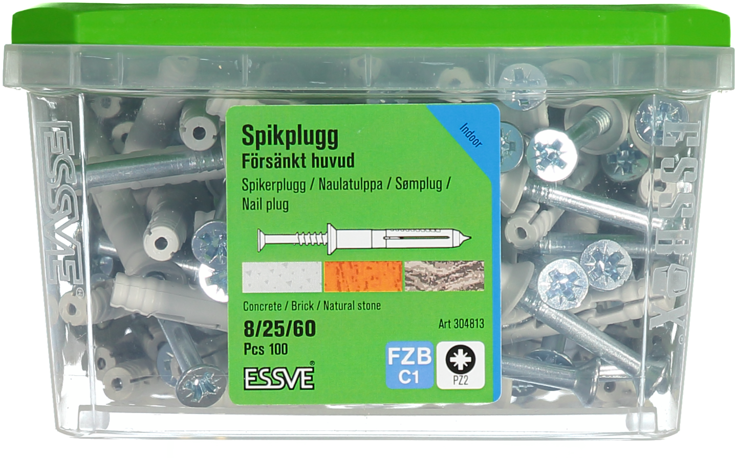 SPIKPLUGG ESSVE MED FÖRSÄNKT KRAGE FZB 8X60 100ST