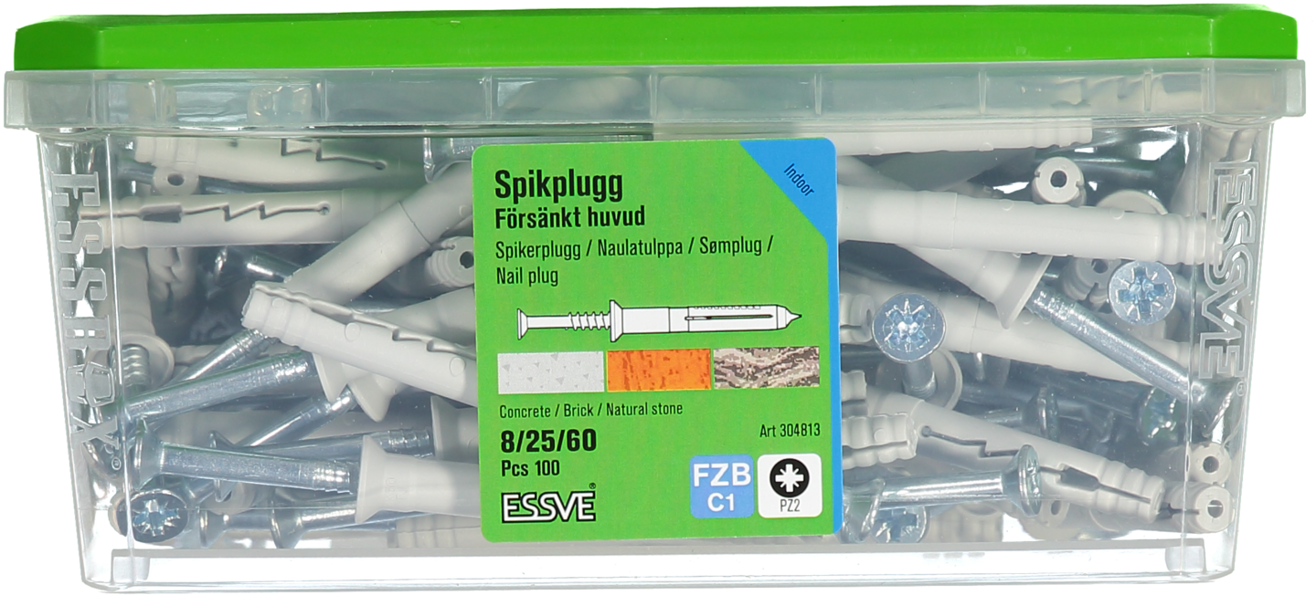 SPIKPLUGG ESSVE MED FÖRSÄNKT KRAGE FZB 8X60 100ST