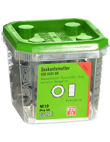 SEXKANTSMUTTER ESSVE ISO 4032 CLASS8 FZV M10 50ST