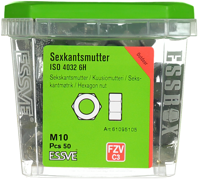 SEXKANTSMUTTER ESSVE ISO 4032 CLASS8 FZV M10 50ST