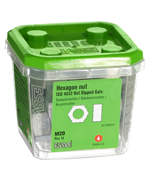 SEXKANTSMUTTER ESSVE ISO 4032 CLASS8 FZV M20 15ST