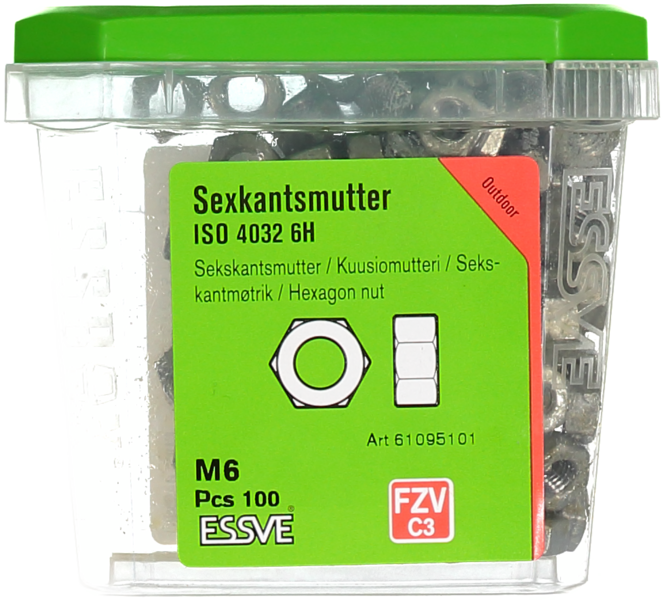 SEXKANTSMUTTER ESSVE DIN 934 FZV M6