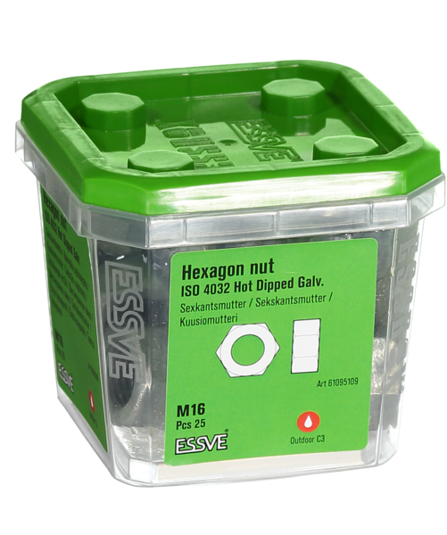 SEXKANTSMUTTER ESSVE ISO 4032 CLASS8 FZV M16 25ST