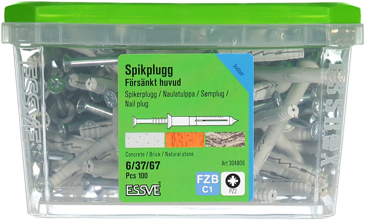 SPIKPLUGG ESSVE MED FÖRSÄNKT KRAGE FZB 6X67 100ST