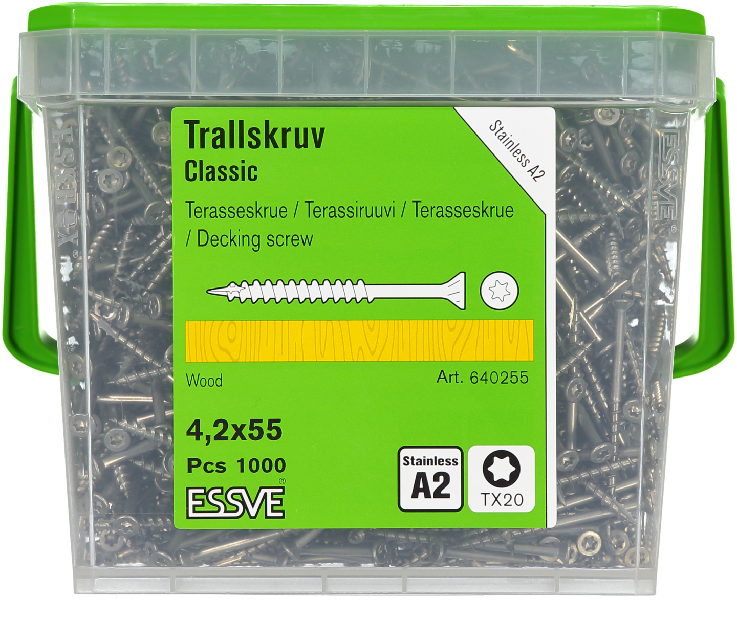 TRALLSKRUV ESSVE CLASSIC ROSTFRI A2 TX20 4,2X55 1000ST