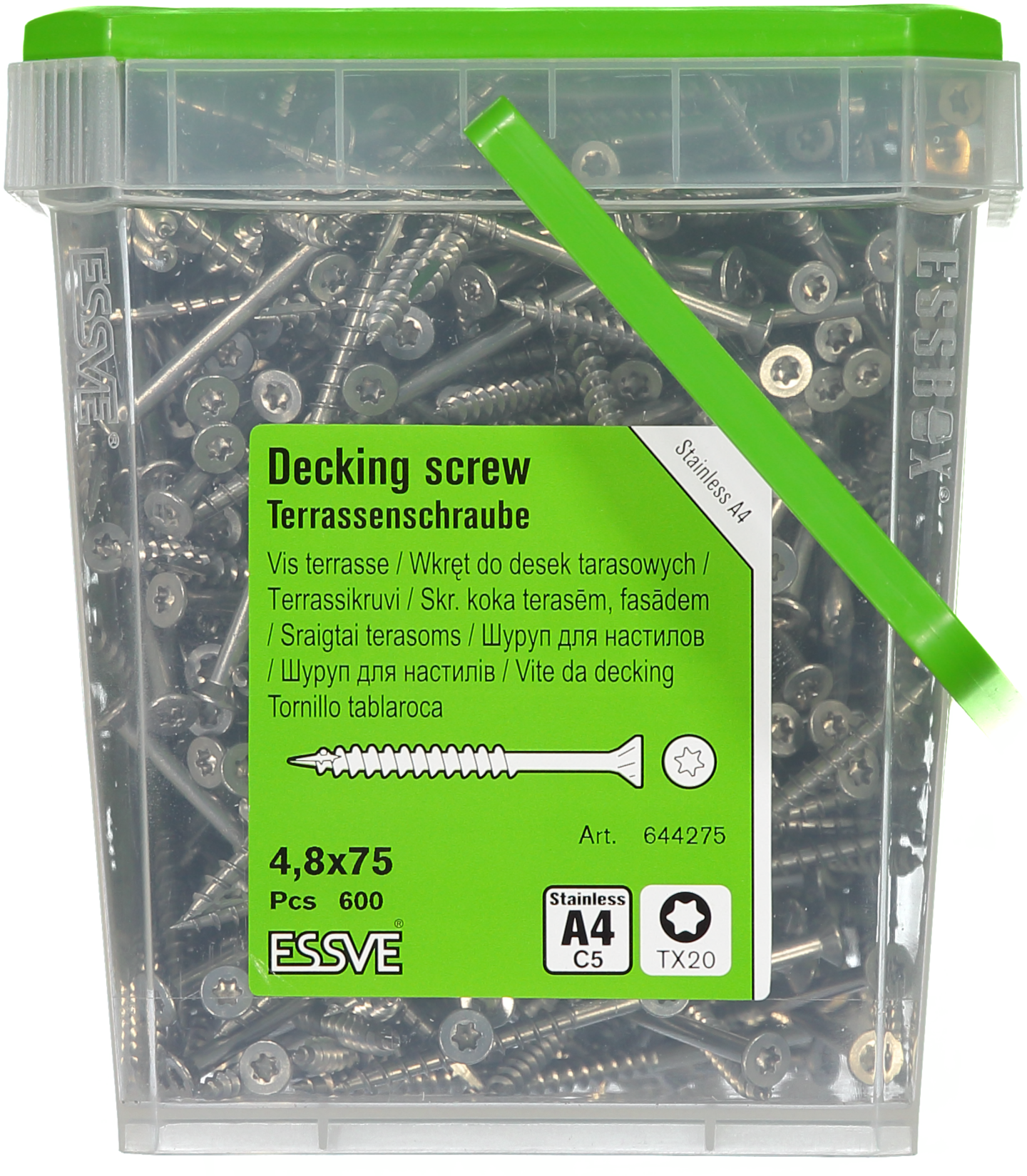 TRALLSKRUV ESSVE CLASSIC ROSTFRI A4 SYRAFAST TX20 4,8X75 600ST