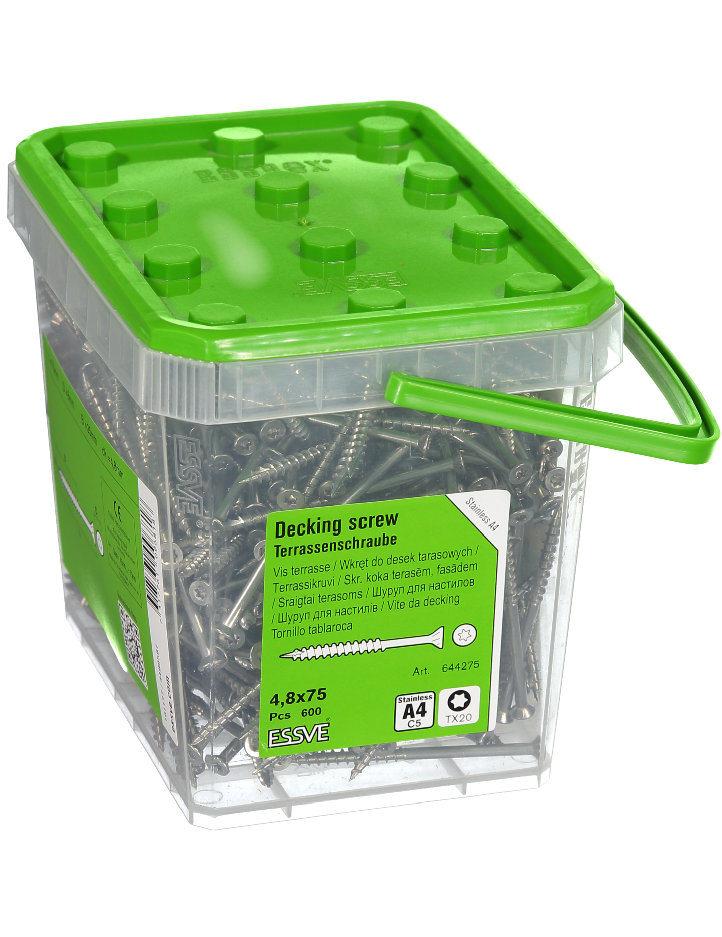 TRALLSKRUV ESSVE CLASSIC ROSTFRI A4 SYRAFAST TX20 4,8X75 600ST