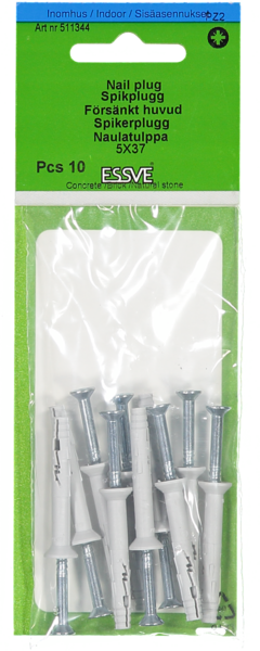 SPIKPLUGG ESSVE MED FÖRSÄNKT KRAGE FZB 5X37 10ST