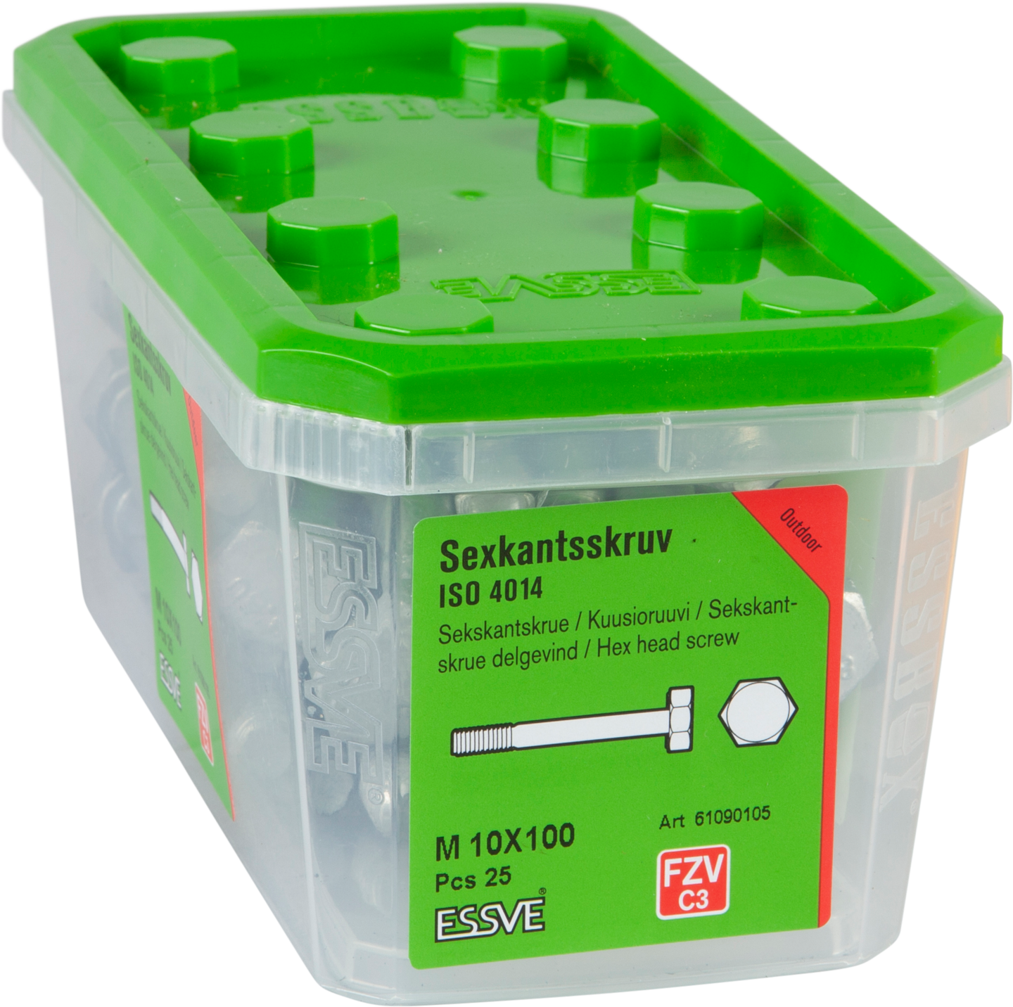 SEXKANTSSKRUV ESSVE 8.8U DELGÄNGAD ISO 4014 FZV M10X100 25ST