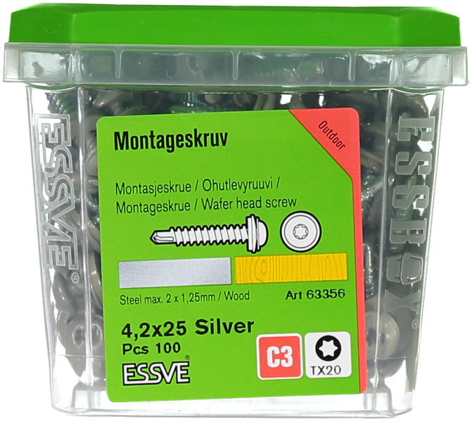 MONTAGESKRUV M RFR BRICKA SILVER RAL9006 TX20 4,2X25 100