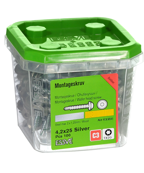 MONTAGESKRUV M RFR BRICKA SILVER RAL9006 TX20 4,2X25 100