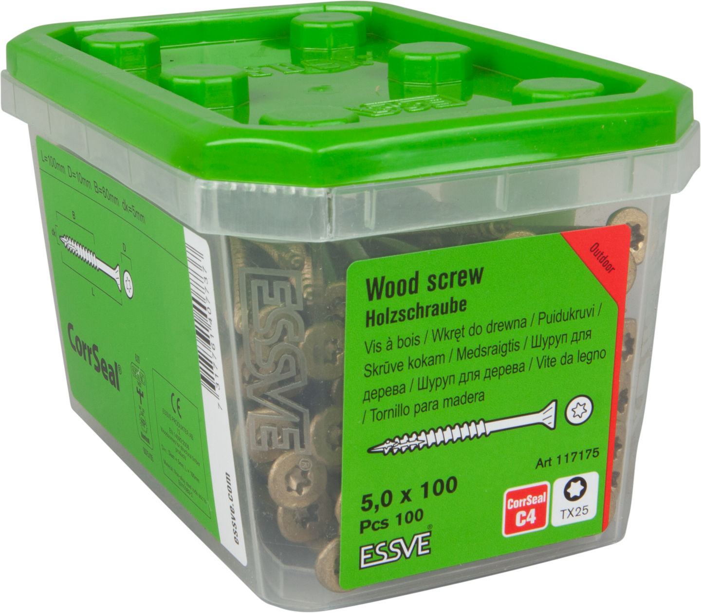 TRÄSKRUV ESSVE CUTTERS FÖRSÄNK HUVUD CORRSEAL 5,0X100