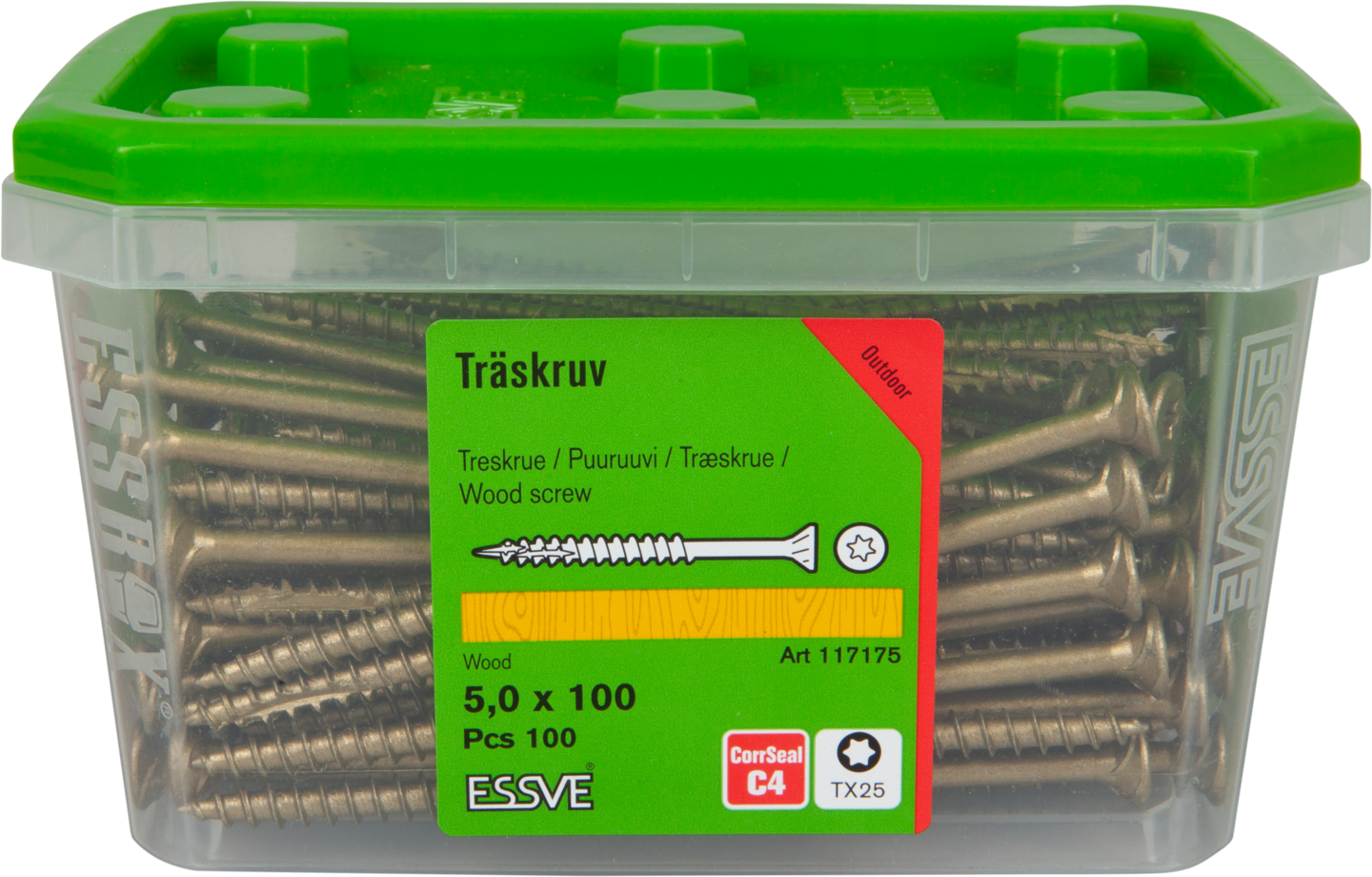 TRÄSKRUV ESSVE CUTTERS FÖRSÄNK HUVUD CORRSEAL 5,0X100